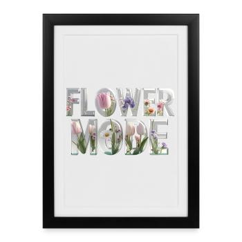 MODE FLEUR – Des lettres 3D pleines de fleurs - Affiche encadrée (27 × 37 cm) - noir - Devant