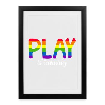 Playing is learning, preschool, preschool, kindergarten - Framed poster (27 × 37 cm) - black - Front