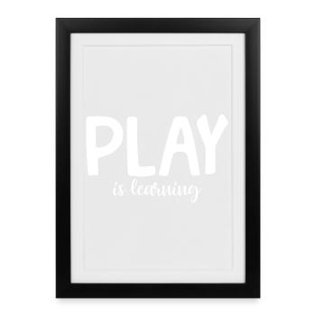 Jouer, c’est apprendre, préscolaire, préscolaire, maternelle - Affiche encadrée (27 × 37 cm) - noir - Devant