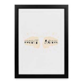 Fight Like a Girl Autonomisation Féministe Poing Design - Affiche encadrée (27 × 37 cm) - noir - Devant