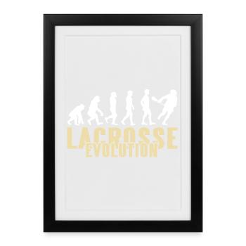 Lacrosse Evolution Drôle Sports Humour Parodie - Affiche encadrée (27 × 37 cm) - noir - Devant