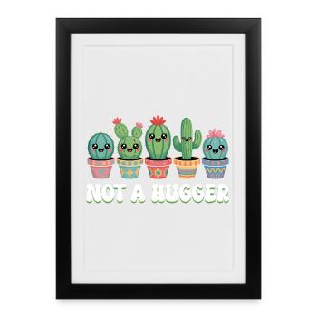 Hugger Plante Drôle Cactus Succulente - Affiche encadrée (27 × 37 cm) - noir - Devant