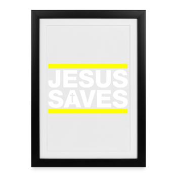 Jésus sauve Christian en disant - Affiche encadrée (27 × 37 cm) - noir - Devant
