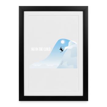 Skiing in the cloud - Framed poster (27 × 37 cm) - black - Front