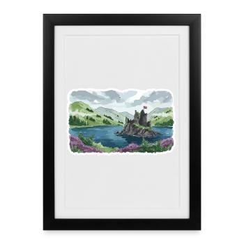 Scottish Highlands Eilean Donan Castle Loch Art - Framed poster (27 × 37 cm) - black - Front