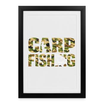 Pêche à la carpe Style de camouflage Karpfenangeln - Affiche encadrée (27 × 37 cm) - noir - Devant