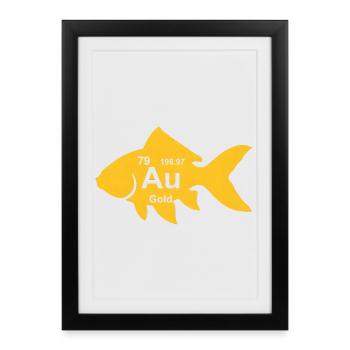 Poisson rouge au Élément Or Amoureux de la Science - Affiche encadrée (27 × 37 cm) - noir - Devant