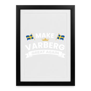 Emblème de la Bannière de la Fierté Varberg - Affiche encadrée (27 × 37 cm) - noir - Devant