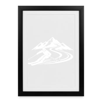 Ski Mountains Slope - Framed poster (27 × 37 cm) - black - Front