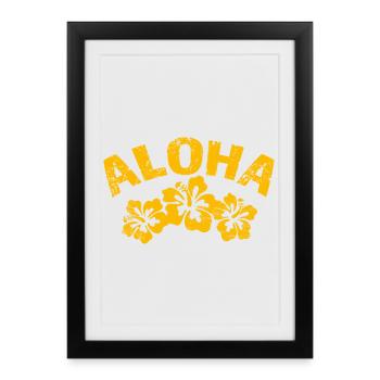 Imprimé tropical d’hibiscus Aloha - Affiche encadrée (27 × 37 cm) - noir - Devant