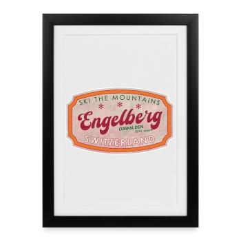 Insigne des montagnes de ski d’Engelberg en Suisse - Affiche encadrée (27 × 37 cm) - noir - Devant