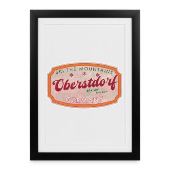 Oberstdorf Bavaria Retro Ski Label - Framed poster (27 × 37 cm) - black - Front