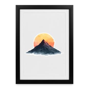 Mountain at sunset - Framed poster (27 × 37 cm) - black - Front