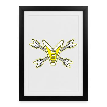 Guitar Skull and Crossbones - Framed poster (27 × 37 cm) - black - Front