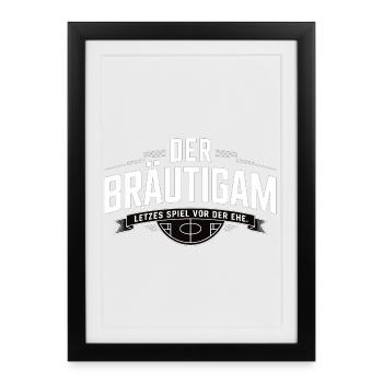 Marié Dernier jeu avant le mariage Enterrement de vie de garçon - Affiche encadrée (27 × 37 cm) - noir - Devant