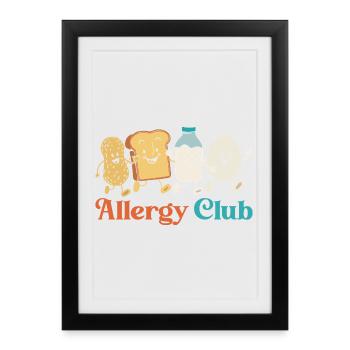 Club drôle d’allergie alimentaire Allergy Humour Peanut Dairy - Affiche encadrée (27 × 37 cm) - noir - Devant
