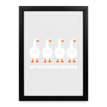 Four funny ducks in single file - Framed poster (27 × 37 cm) - black - Front