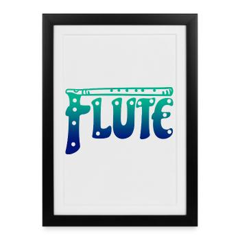 Gradient Flute Typography Music Lover - Framed poster (27 × 37 cm) - black - Front
