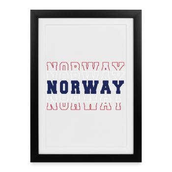 Drapeau des supporters de football norvégiens : Fierté rouge, blanc et bleu - Affiche encadrée (27 × 37 cm) - noir - Devant