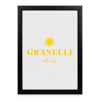 Granelli Sicily Sun Logo - Affiche encadrée (27 × 37 cm) - noir - Devant