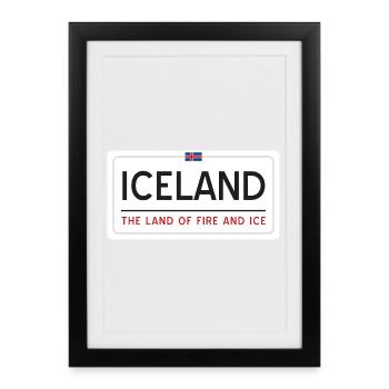 Panneau islandais - Affiche encadrée (27 × 37 cm) - noir - Devant