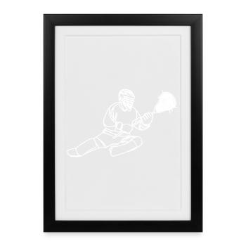 gardien de but de crosse - Affiche encadrée (27 × 37 cm) - noir - Devant