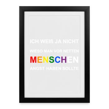 Angst vor netten Menschen - Gerahmtes Poster (27 × 37 cm) - Schwarz - Vorne