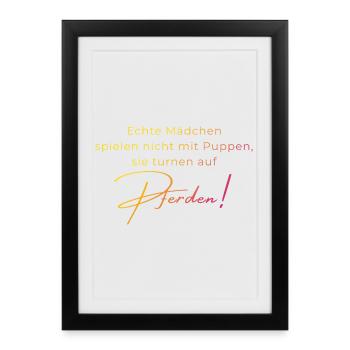 Echte Mädchen turnen auf Pferden – Geschenk Volti - Gerahmtes Poster (27 × 37 cm) - Schwarz - Vorne