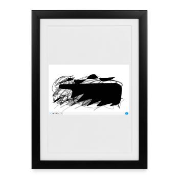 Tache abstraite noire avec des lignes - Affiche encadrée (27 × 37 cm) - noir - Devant