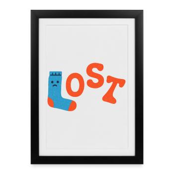 Chaussette perdue - Affiche encadrée (27 × 37 cm) - noir - Devant