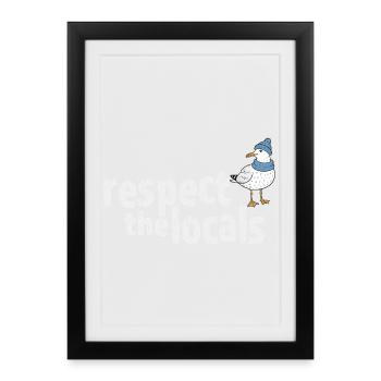 Respect les habitants – Mouette maritime - Affiche encadrée (27 × 37 cm) - noir - Devant