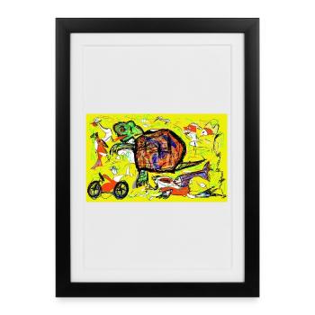 Embouteillage préhistorique - Affiche encadrée (27 × 37 cm) - noir - Devant