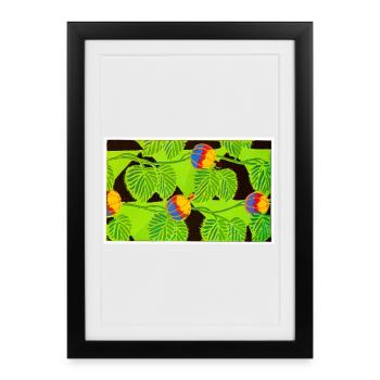 Tropical Birds and Fruit - Framed poster (27 × 37 cm) - black - Front
