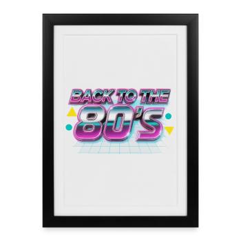 Retour au Neon Retro des années 80 - Affiche encadrée (27 × 37 cm) - noir - Devant
