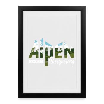 Alpen Überquerung 2026 - Wandern - Gerahmtes Poster (27 × 37 cm) - Schwarz - Vorne