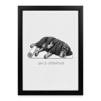 Gordon Setter Yoga Dog Day 3 Attempting - Framed poster (27 × 37 cm) - black - Front