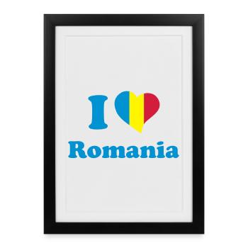 I love Romania - J'aime la Roumanie - Affiche encadrée (27 × 37 cm) - noir - Devant