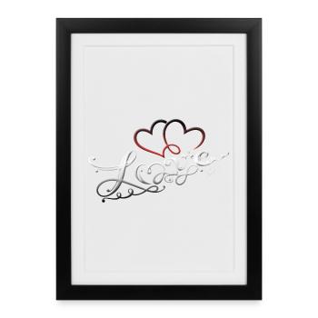 Deux cœurs avec le symbole de l'amour et de l'infini - Affiche encadrée (27 × 37 cm) - noir - Devant