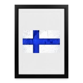 Drapeau de la Finlande - Affiche encadrée (27 × 37 cm) - noir - Devant