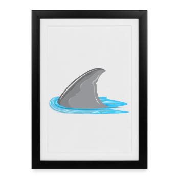 Shark in sight! Shark fin in the sea - Framed poster (27 × 37 cm) - black - Front