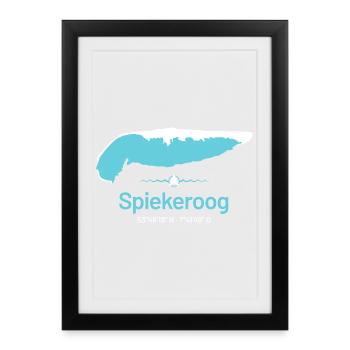 Spiekeroog | Carte de conception - Affiche encadrée (27 × 37 cm) - noir - Devant