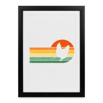 Poulet poules - Affiche encadrée (27 × 37 cm) - noir - Devant