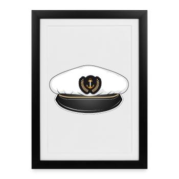 Chapeau de capitaine pour le capitaine de son navire - Affiche encadrée (27 × 37 cm) - noir - Devant