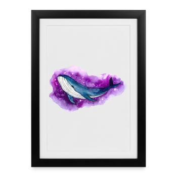 Blauwal Galaxy Space Whale Fantasy Shirt - Gerahmtes Poster (27 × 37 cm) - Schwarz - Vorne