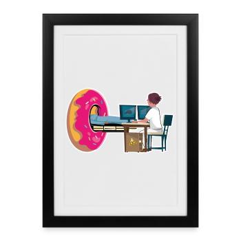 Woman Manip Radio Scanner Irm Donut Radiology - Framed poster (27 × 37 cm) - black - Front
