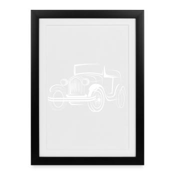 Vintage Car Icon Illustration Old Cars Graphic - Affiche encadrée (27 × 37 cm) - noir - Devant