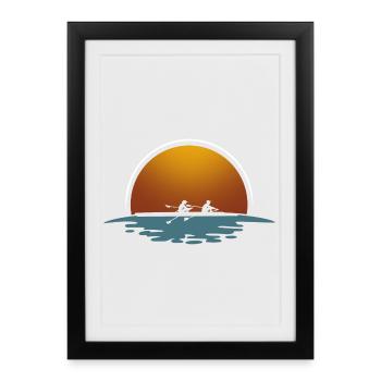 Rameur Rameur Bateau à rames - Affiche encadrée (27 × 37 cm) - noir - Devant