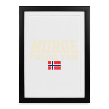 Norvège Fishing Tour Pêche à la ligne Pêche - Affiche encadrée (27 × 37 cm) - noir - Devant