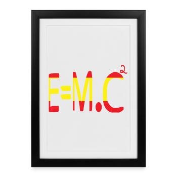 E=m.c² Mass and Energy in red and yellow - Framed poster (27 × 37 cm) - black - Front