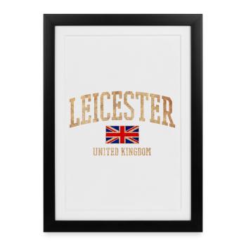 Emblème vintage de Leicester UK - Affiche encadrée (27 × 37 cm) - noir - Devant